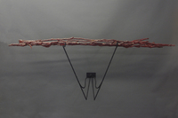 Cradle, 2015, 7'x2'x3', Painted Steel, Found Wood, Colored Epoxy