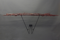 Cradle, 2015, 7'x2'x3', Painted Steel, Found Wood, Colored Epoxy