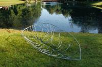 "Leaf Boats", 2017, Large: 8'x4'x2', Painted steel rod, wood, construction foam