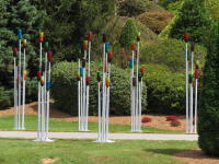 "Procession," 2018, 36"x28"x132" (Per Unit), Found Objects, Fabricated & Painted Steel